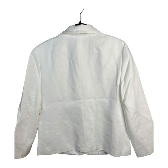 J. Crew Factory Textured Cotton Blazer in White Size 12 Petite NWT - Picture 6 of 12